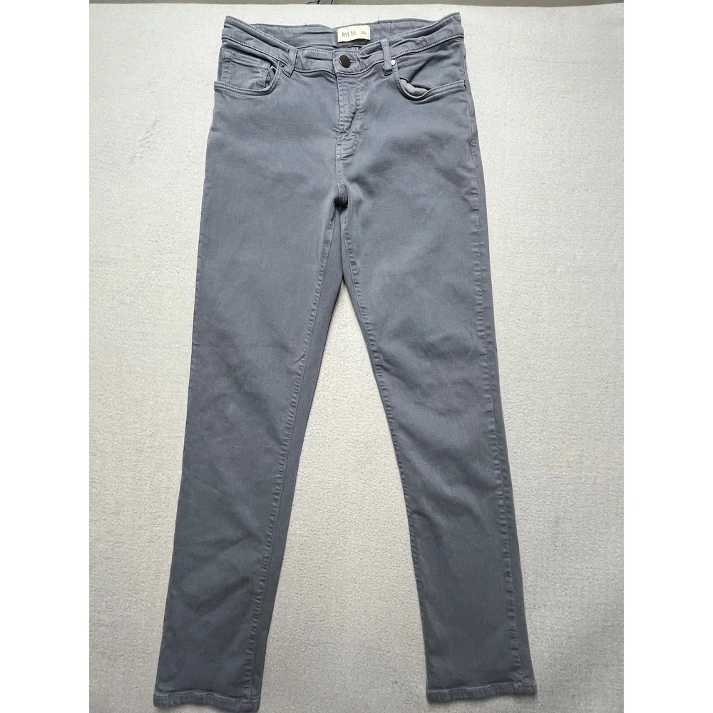 RYE 51 Men's Gray‎ Slim Straight Stretch Pants 32x32 (30x32) Soft Luxury Casual